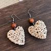 Bohemian Bamboo Rattan Seashell Tassel Earrings for Women