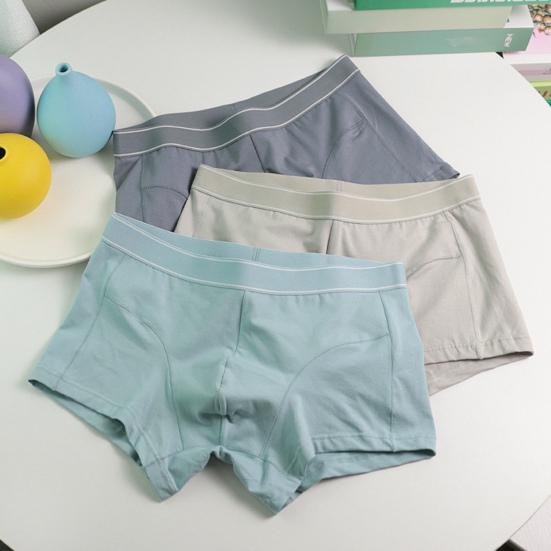 Men Boxer Underwear Elastic Mid-rise U-Convex Solid Color Panties Breathable Smooth Lines Shorts Briefs Daily Wear