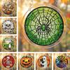 Halloween Acrylic Puzzle Decor 2D Ghost Pumpkin Skeleton Hanging Sign Faux Stained Glass