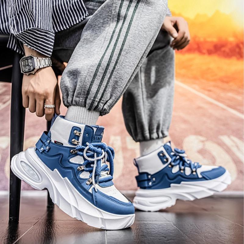 Chaussures Homme Luxe Hautes Baskets Plateforme Décontractées Pour Homme Mode Baskets Blanches à Semelle Épaisse Chaussures Pour Homme Zapatillas Hombre