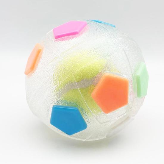 Hund Beruhigungsball Interaktives Fußball Design Hundespielzeug Haustiere Wurf- und Apportierspielzeug mit Quietscher Leckerli-Ausgabe für Kleine Mittelgroße Große Hunde