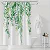 Nordic Green Botanical Leaf Shower Curtain - Polyester, Grommet Top, Machine Washable, All-Season Bath & Toilet Partition Decor"