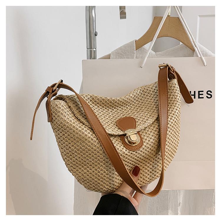Summer Trendy Woven Straw Dumpling Bag Niche Design Commuter Shoulder Crossbody Bag