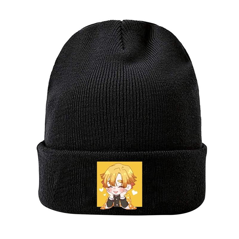 Demon Slayer Anime Knitted Hat For Women Unisex Skullies Beanies Winter Hat Polyester Kamado Nezuko Devil's Blade Casual Caps