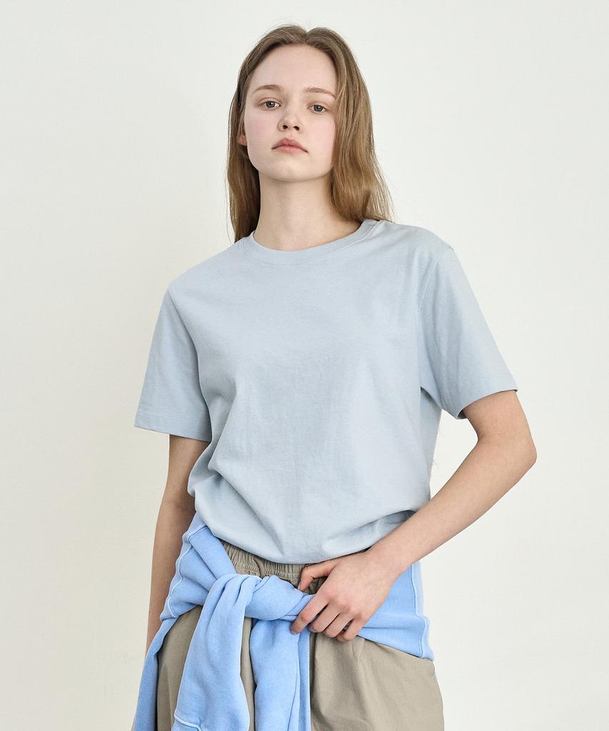 BASIC HOUSE [2Pack] 30S Cotton Regular Fit Round Plain Short Sleeve T-Shirt 2 Pack (6 Colors) Lats0126 (B Type)