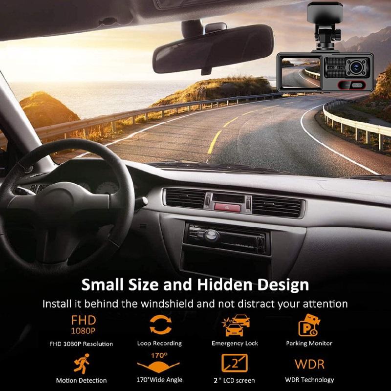 WiFi 3 Camera Car DVR, High-definition 1080P Dashcam, In-car 3-channel Video Recorder