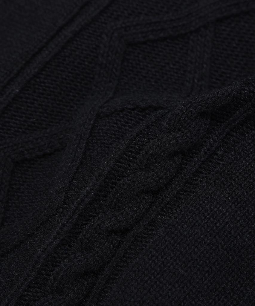 Soundslife Zigzag Cable Collar Knit Zip-Up Black