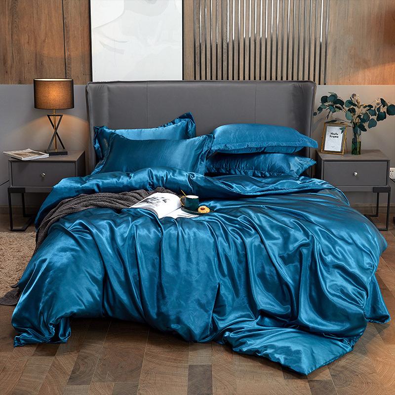 4 PCS Bedding Set Luxury Mulberry Silky Blending Bedding Set Satin Duvet Cover Set High End Single Double Comforter Cover