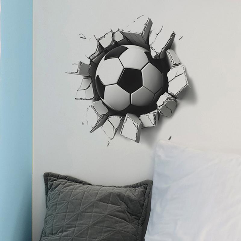 Autocollants muraux créatifs en forme de ballon de football, décoration de fond de chambre d'enfant, autocollant autocollant