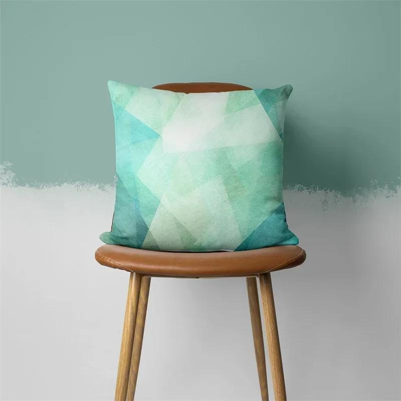 Türkis Kissenbezug Blatt Feder Geometrisch Herz Sofakissenbezug Schlafzimmer Heimdeko Bürodeko Zubehör 50x50cm45x45