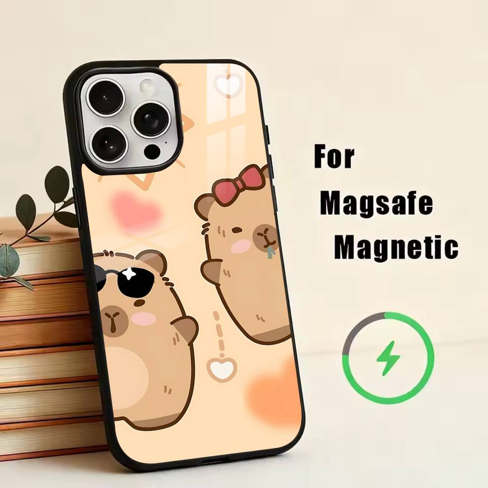 Süßes K-Kawaii Capybara Handyhülle Für iPhone17,16,15,14,13,12,11 Plus,Pro Magnetisch mit Magsafe Kabelloses Laden