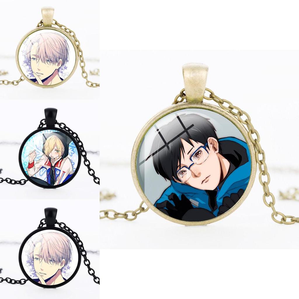 Alloy Acrylic Round Pendant Figure Pattern Necklace Unisex Chain