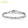 Massief 925 Sterling Zilver 15-21 Cm Kunstmatige Moissanite Diamant Tennis Hanger Dames Bruiloft Exquise Sieraden Armband