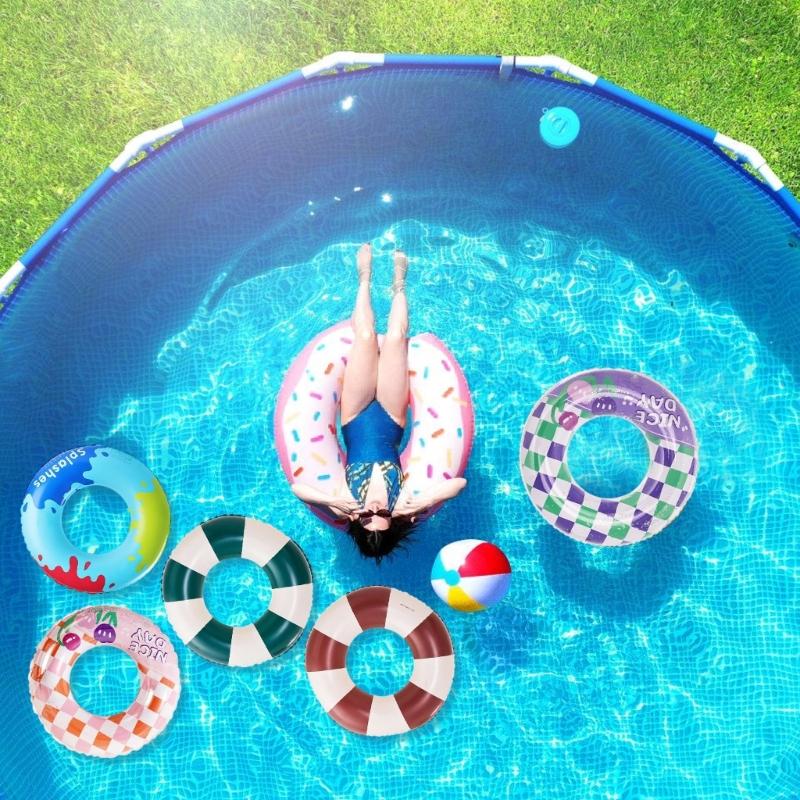 Durability Swimming Rings With Colorful Pattern Inflatable Swimming Rings for Pool and Beach Fun