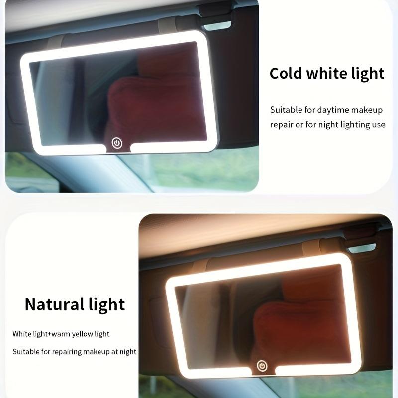 1 Pièce Femmes Rechargeable Lumière d'Appoint Mince Miroir de Courtoisie Miroirs Intérieurs de Voiture Plaque Pare-Soleil Led Miroir de Maquillage HD Pour Filles