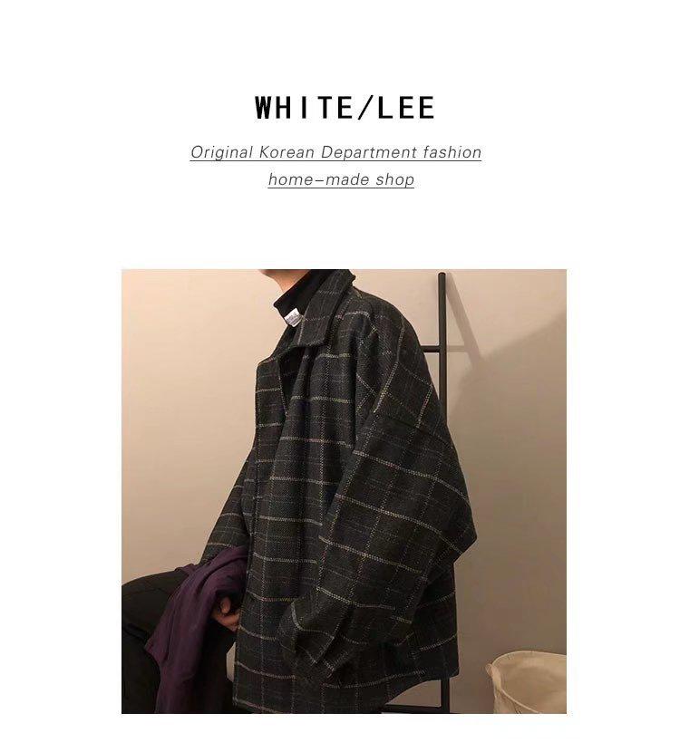 Men's Trendy Retro Plaid Woolen Jacket - Autumn/Winter 2022 Korean Loose Fit