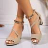 Chaussures pour femmes Sandales peep-toe de haute qualité pour femmes Mode Zip Bureau et Carrière Été Grande Taille Solide Sandales à talons