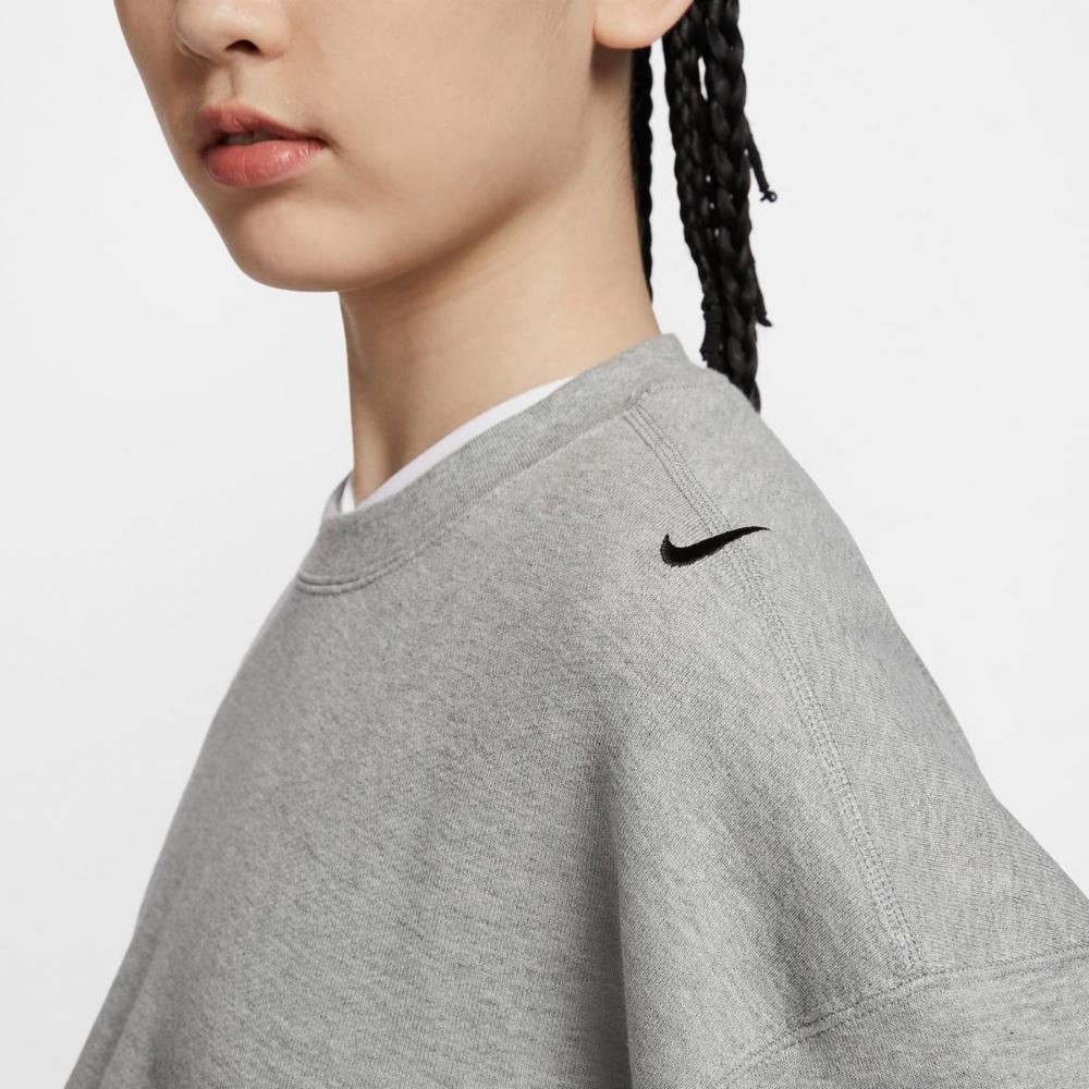 Nike Pull Confortable à Col Rond Haut Court Tops Femme Gris Moyen FV7510063