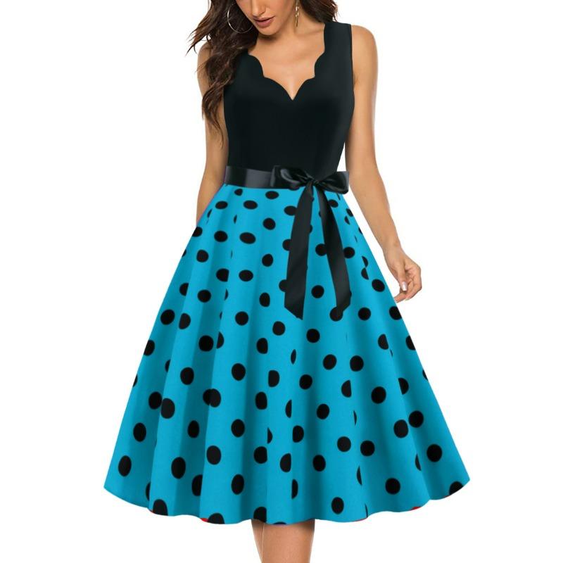QICED Fashion Summer Spring Sleeveless V-Neck Casual Dresses