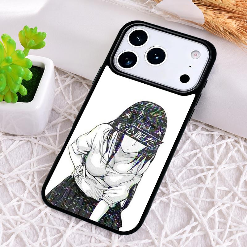 Trauriges Mädchen Japanischer Anime Stoßfeste Handyhülle für iPhone 17 Air 16e 15 11 12 14 13 Pro Max Hülle Coque