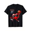 Europeiska storlekar Rolig Hjärta Dunkande Basketgrafik T-shirt - för Män Svart Casual Utomhus T-shirt med Lekfull Tecknad Design, Mångsidiga Kläder