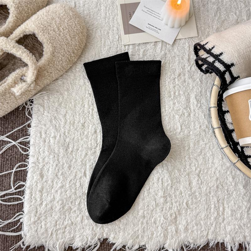 Winter and Autumn Wool Sock Without Bones - Trendy Children's Pure Color Multi-purpose Mid-calf Pile-up Socks for Postpartum Recovery