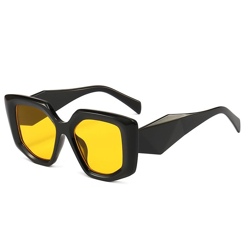 Mode Vierkant Groot Frame Zonnebril Dames Rond Gezicht Ins Straatfotografie Bruine Zonnebril Anti-Ultraviolet Trend
