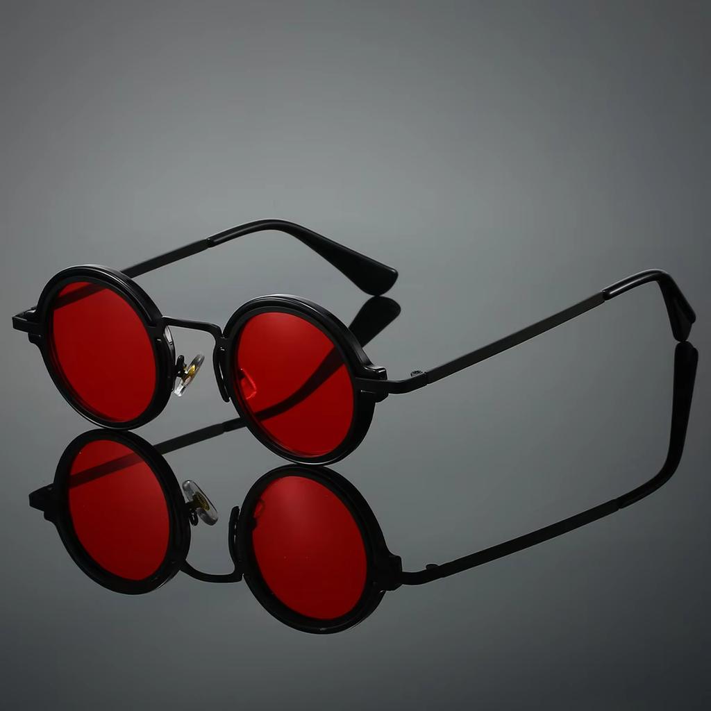 New Vintage Rock Punk Man Sunglasses Classic Small Round Glasses Women Outdoor Travel Black Lens Driving Eyewear UV400 Eyeglasse
