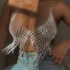 Populaire Accessoires, Glanzende Borstketting met Franjes voor Europese en Amerikaanse Nachtclubs, Netvormige Strass Lichaamsketting Lichaamsketting