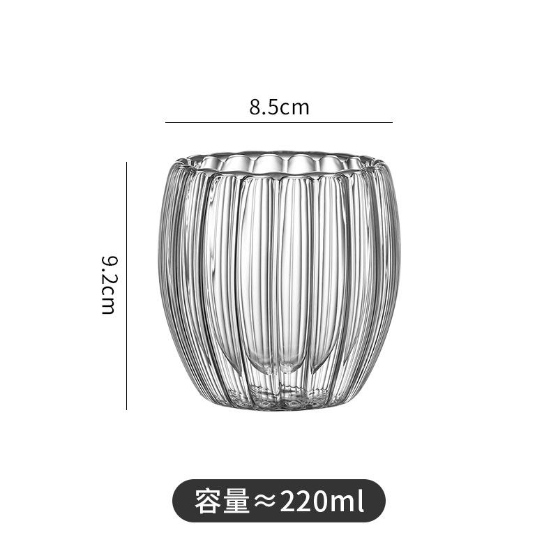 Glazen beker eivormig gestreept dubbelwandige glazen beker hoge borosilicaat koffiebeker transparante geïsoleerde dubbelwandige glazen beker
