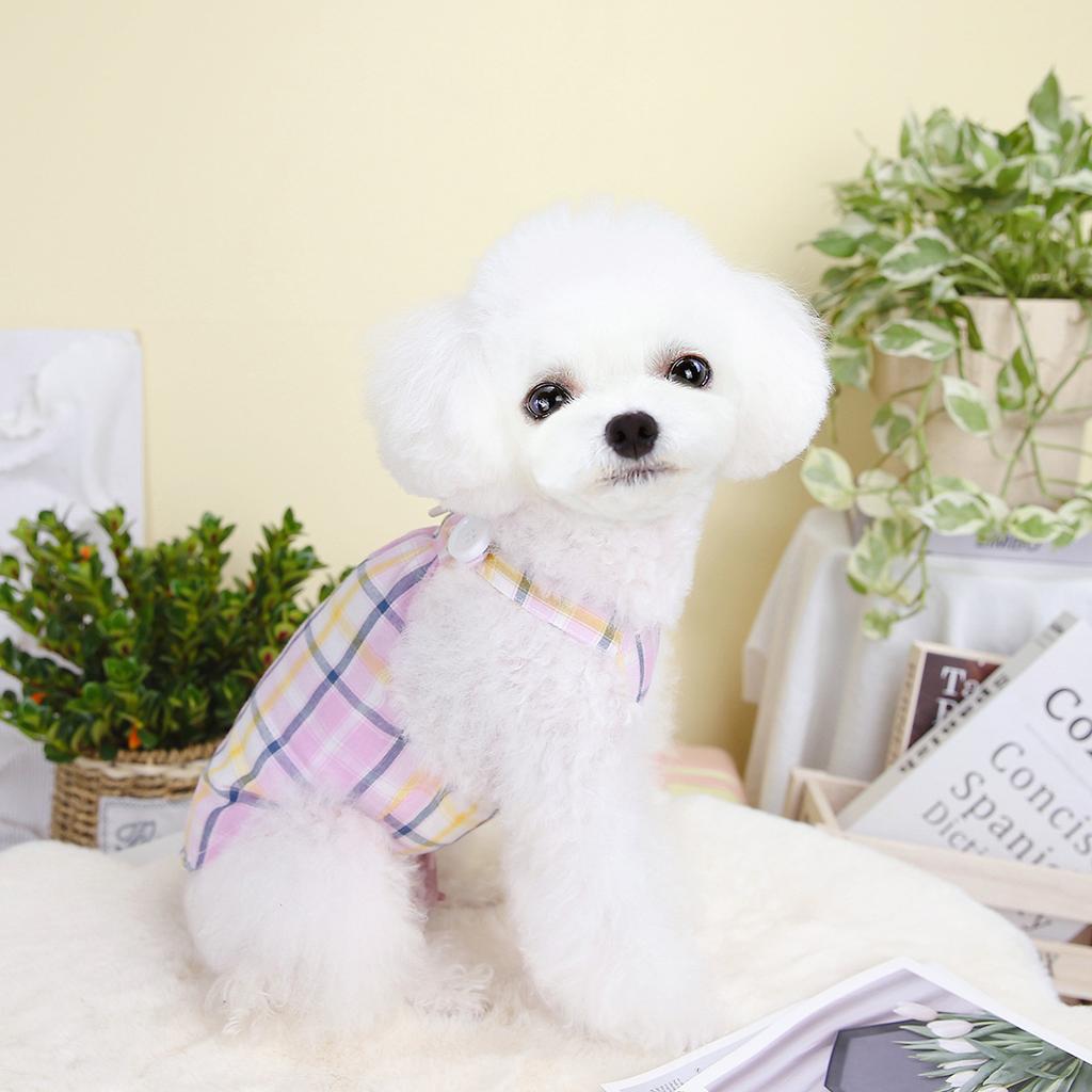 Oblečenie pre domáce zvieratá Kórejská verzia Psích šiat Sukňa pre Teddy Psa Oblečenie pre Psa Bavlna Teddy Kockované Traky