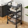Kitchen Storage Rack Floor Standing Storage Rack with Wheel Microwave Shelf Cart Multifunctional Microwave Oven Vegetable Basket