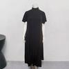 Long Women Dress Stand Collar A-line Solid Color Short Sleeves Plus Size Full Length Retro Chinese Style Evening Dress Daily Life Parties Maxi Dress
