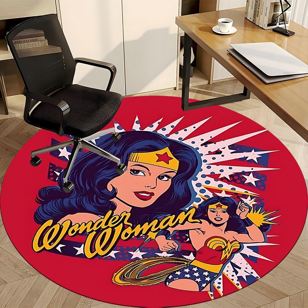 1pc Wonder Woman Office Round Area Rug, Under Office Chairs Bedroom Living Room Home Decor, Room Deco, Available In Various Sizes