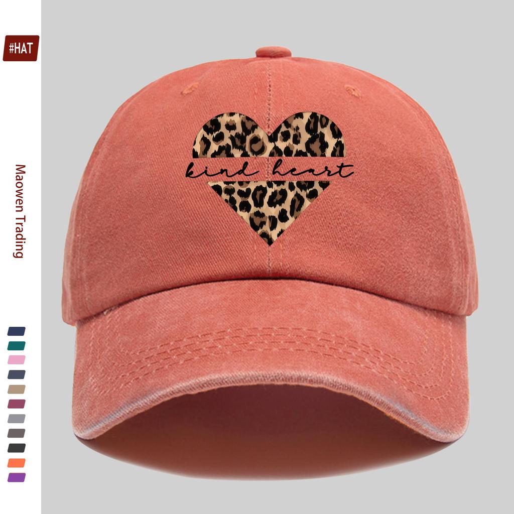 pc Leopard Print HeartShaped Baseball Cap Cute Printed Fashion Decorative Hat Trucker Papa Hat Comfortable and Lightweight