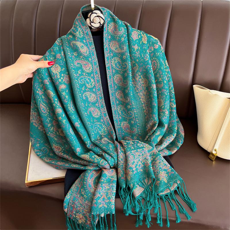 Women Paisley Scarf Cashmere Feeling Pashmina Shawls Tassel Hijab Head Wraps Femme Winter Scarves Foulard Bufanda