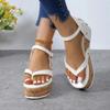 Fashion Women Wedges Platform Clip Toe Sandals Summer Rivets Design Roman Woman Sandels Hot Seller Beach Holidays Sandalias Du Mujer