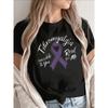 Fibromyalgia Awareness Purple Ribbon Short Sleeve Tee Soft Lightweight Comfort Top