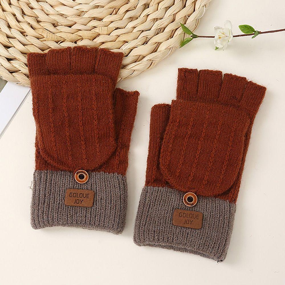 Thicken Winter Gloves Knitted Wool Glove Bracers Casual Finger Gloves  for Woman Winter Warm
