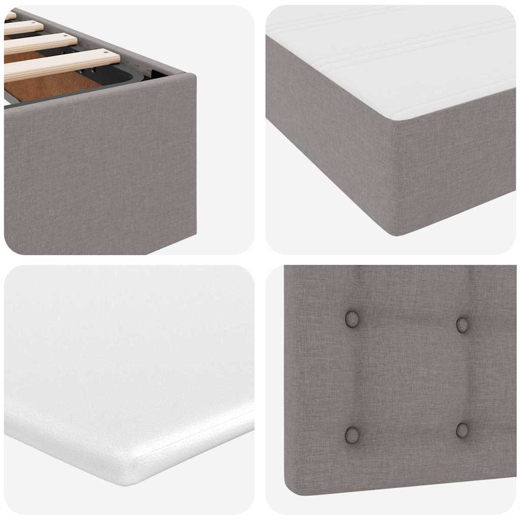 LED Storage Bed with Mattress Taupe 200 X 200 Cm Fabric