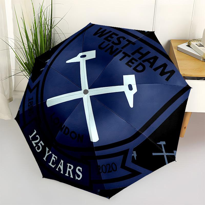 West Ham United, Anniversary Automatic Opening and Closing, 8 Rib Structure Portable Umbrella, Suitable for Men and Women In All Seasons Pe