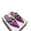 Mode Dames Hoge Hakken Temperament Baotou Zijde Strass Muller Slippers Puntige Stiletto Pumps