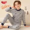 LANGSHA Boys' 7A Antibacterial 100% Cotton Mid-collar Thermal Underwear Set