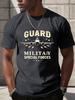 Military Special Forces Airplane with BoldGuardText Star Design100 cotton Oneck short sleeve casual printed mens Tshirt