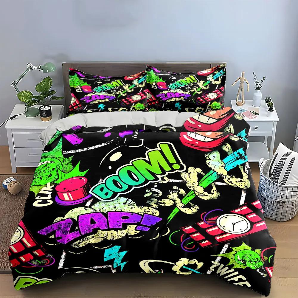 "Colorful Cartoon Explosion Decor Set" Soft Comfortable Duvet Cover Bedding Set Included 1*Duvet Cover & 2*Pillowcases Gift