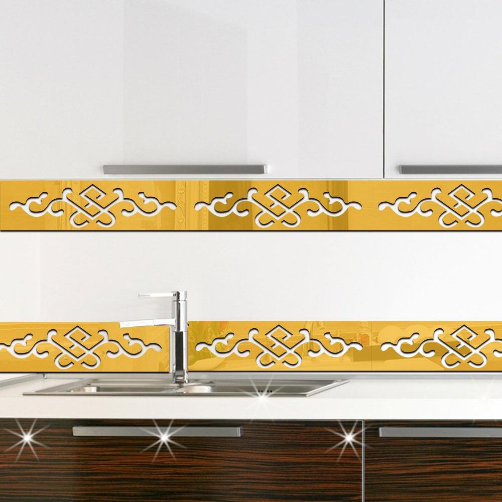 Wall Decoration Wall Sticker 3D Skirting Mirror Wall Stickers Waist Line Self-Adhesive Wall Stickers