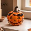 Halloween Table Centerpieces Pumpkin Ghost Bat Skull Figurine, Cute Resin Retro Dark Home Accents Tabletop Ornaments for Party Shelf Mantels