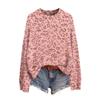 Pull à col rond et manches longues pour femme, motif léopard doux, pour l'automne et l'hiver