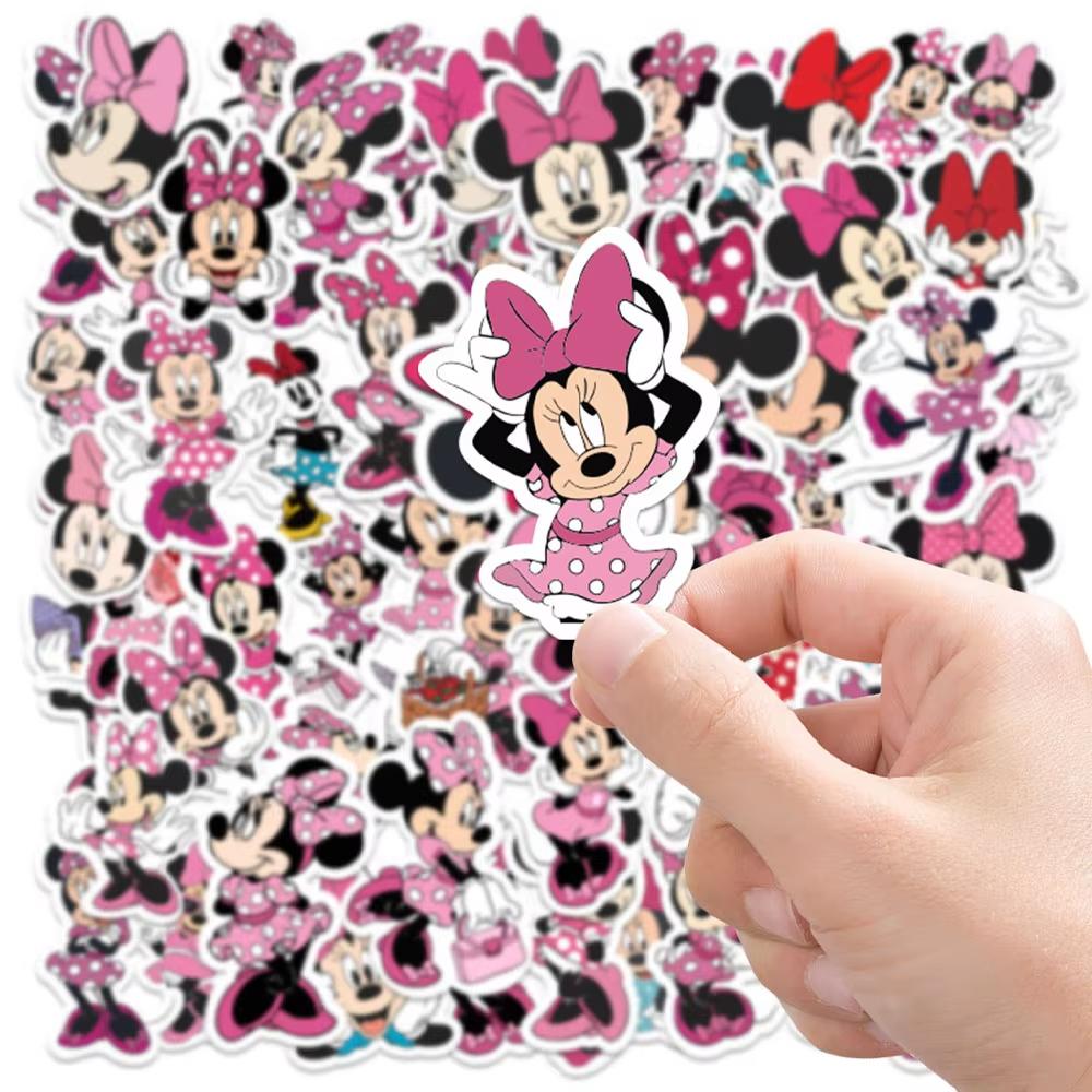 MINISO 65pcs Disney Mickey Mouse and Minnie Mouse Cartoon Stickers, Cute DIY Laptop Luggage Scrapbook Bicycle Waterproof Sticker Toys