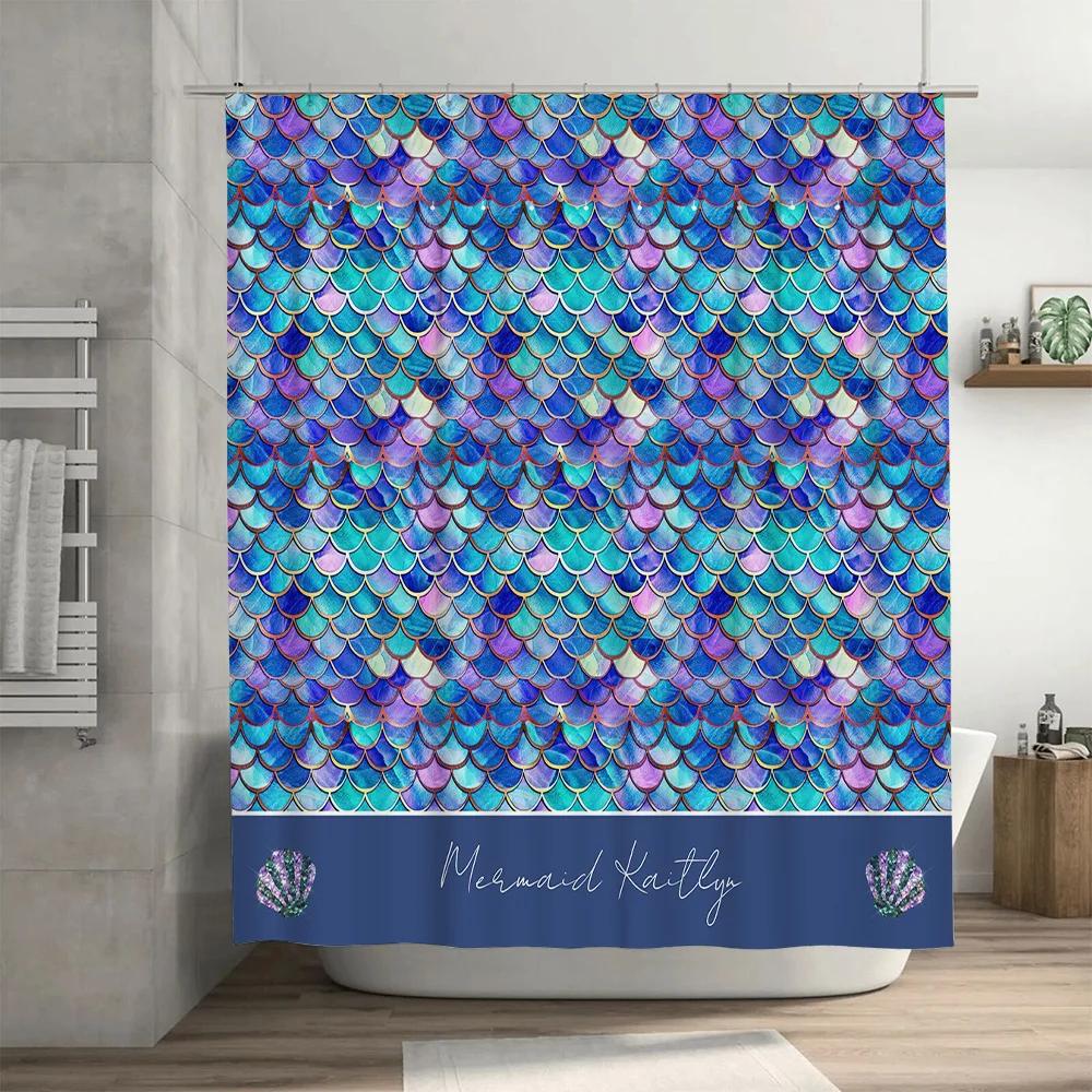 Mermaid Tail Fish Scale Shower Curtain Waterproof Decoration for Bathrooms Home Accessories